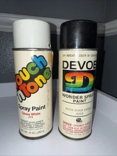 2 Vintage Paper Label Spray Paint Cans Gloss White Gloss Black