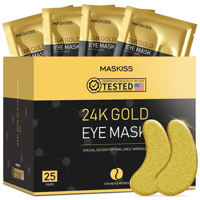 24k Gold Under Eye Patches (25 Pairs), eye mask, Collagen Skin Care Products, Ey