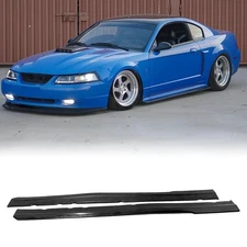 Side Skirts, Compatible with 1999-2004 Ford Mustang, MDA Style Flexible Polyu...