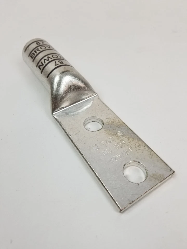 6 ABB 54876BE 1/2" Hole 2-Hole Copper Lug Connector for Grounding Brown NEW - Image 2 of 4