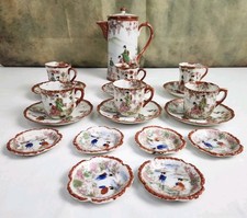19 Pieces Japanese Kutani Style Eggshell Porcelain Tea Cups Saucers Teapot Pats