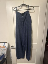 Old Navy Button-Front Linen-Blend Striped Cami Jumpsuit