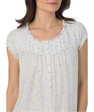Nwt 68 Eileen West Mint/Lavender 100 COTTON KNIT 48" Long Ballet Nightgown M