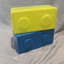 Chubs Stackable Blocks Empty Wipes Containers Plastic Vtg Blue Neon Yellow