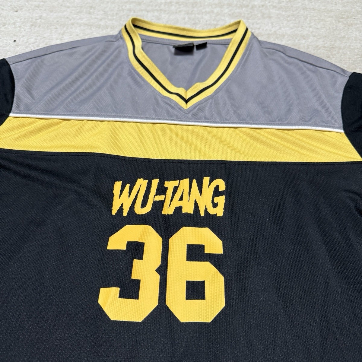 Vintage Wu Tang Clan #36 Football Jersey Grey Black Yellow Hip Hop