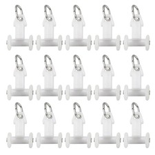 Curtain Track Rollers Plastic Twin Wheeled Carriers 11.4mm Dia 50Pcs