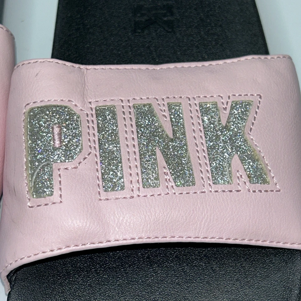 Victoria’s Secret Pink Shady Blush Pink Sparkle Glitter Single Strap Slides M - Изображение 4 из 4