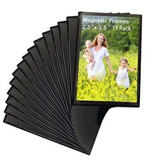 15 Pack Magnet Photo Frame Refrigerator 2.5X3.5,Magnetic 15 PACK 2.5X3.5 Black