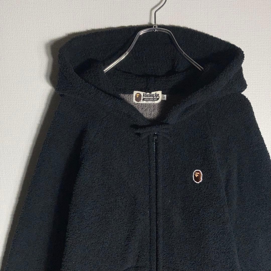 A Bathing Ape Fleece Jacket Full Zip Logo Black L Used thumbnail 3