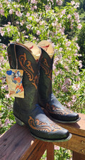 NUEVAS Botas de Vaquero Yippee Ki Yay Old Gringo para Mujer Korina Negras/Oryx Talla 9.5