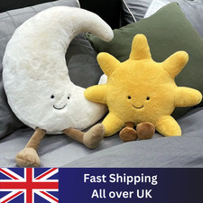 Smile Face Moon Yellow Sun Plushie Stuffed Cute Weather Bedroom Sofa Cushion