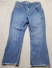 Express Straight Jeans Womens 10 Black Denim Stretch Comfort Raw Hem High Rise