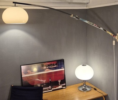 Vintage italienische Wandlampe ausziehbar Bogen 70er Reggiani Guzzini Space Age