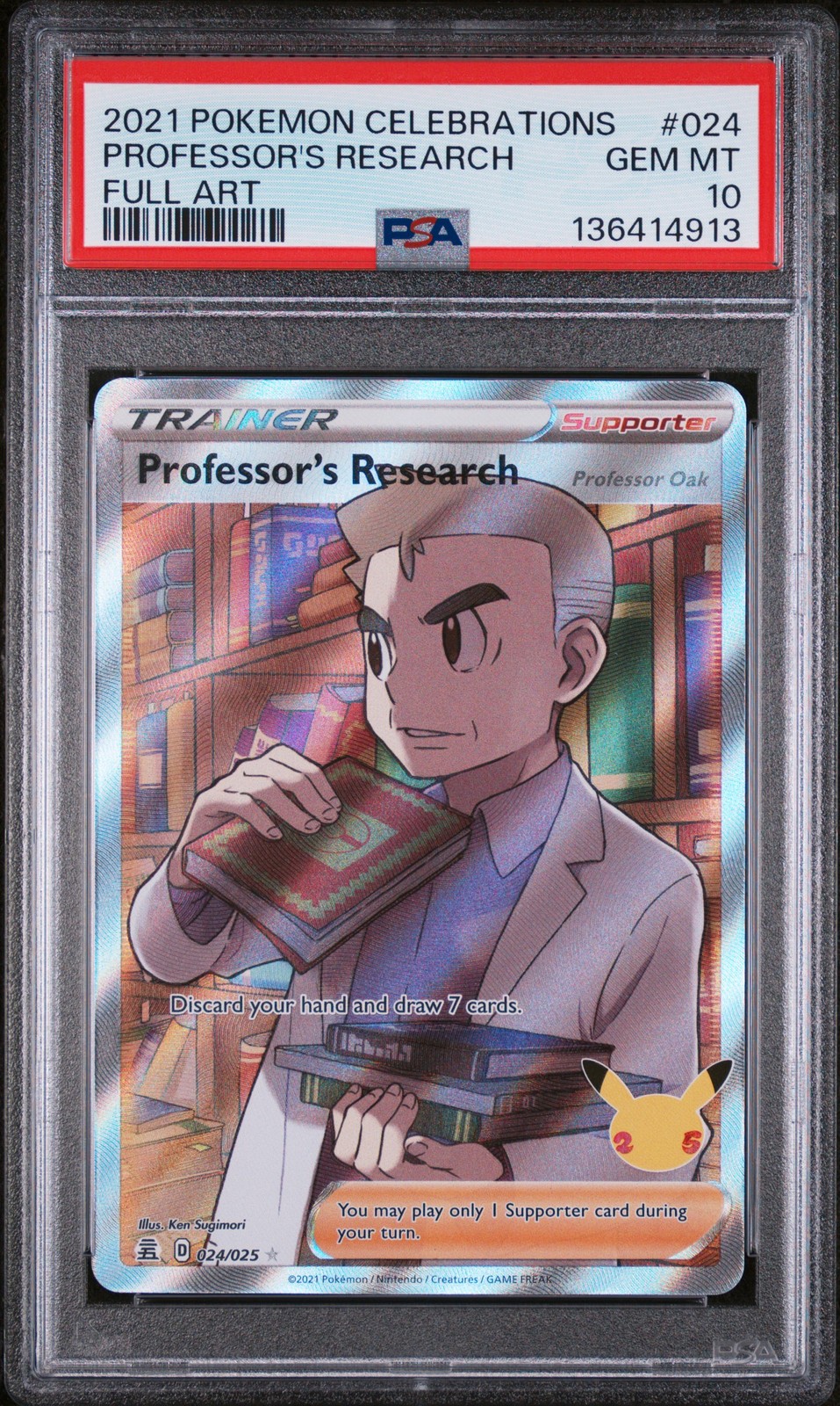 2021 POKEMON CELEBRATIONS #024 FULL ART/PROFESSOR'S RESEARCH PSA 10
