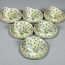 Set of six Heinrich & Co. Selb Bavaria porcelain teacups and saucers