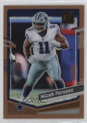 2023 Panini Clearly Donruss Orange 62/75 Micah Parsons #15 1f60
