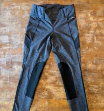 KERRITS Riding Pants Pull-On Blue Black Elastic Waist M Leggings Equestrian