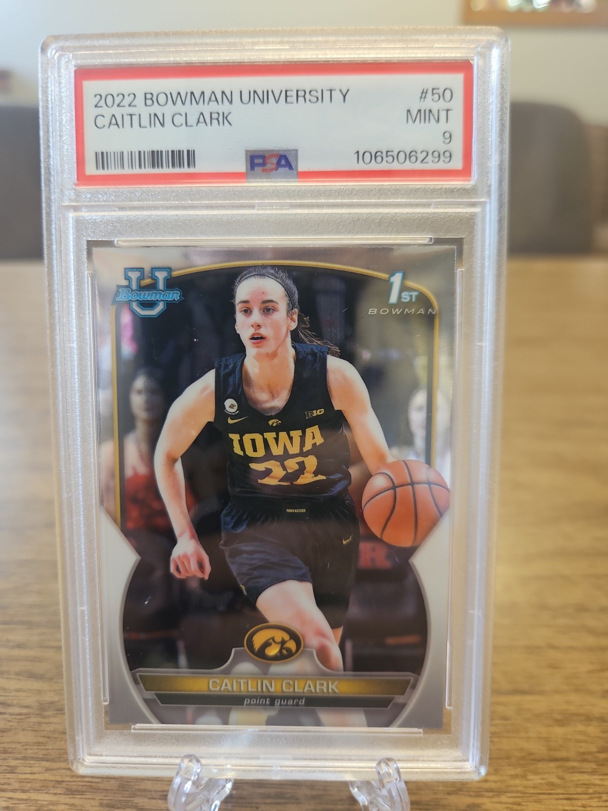 2022-23 Bowman U Chrome Caitlin Clark 1st PSA 9 #50 view 1