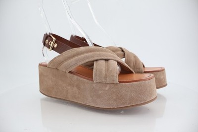 Free People Beach Party Platform Sandal Women Size 11 Brown Suede Chunky Boho