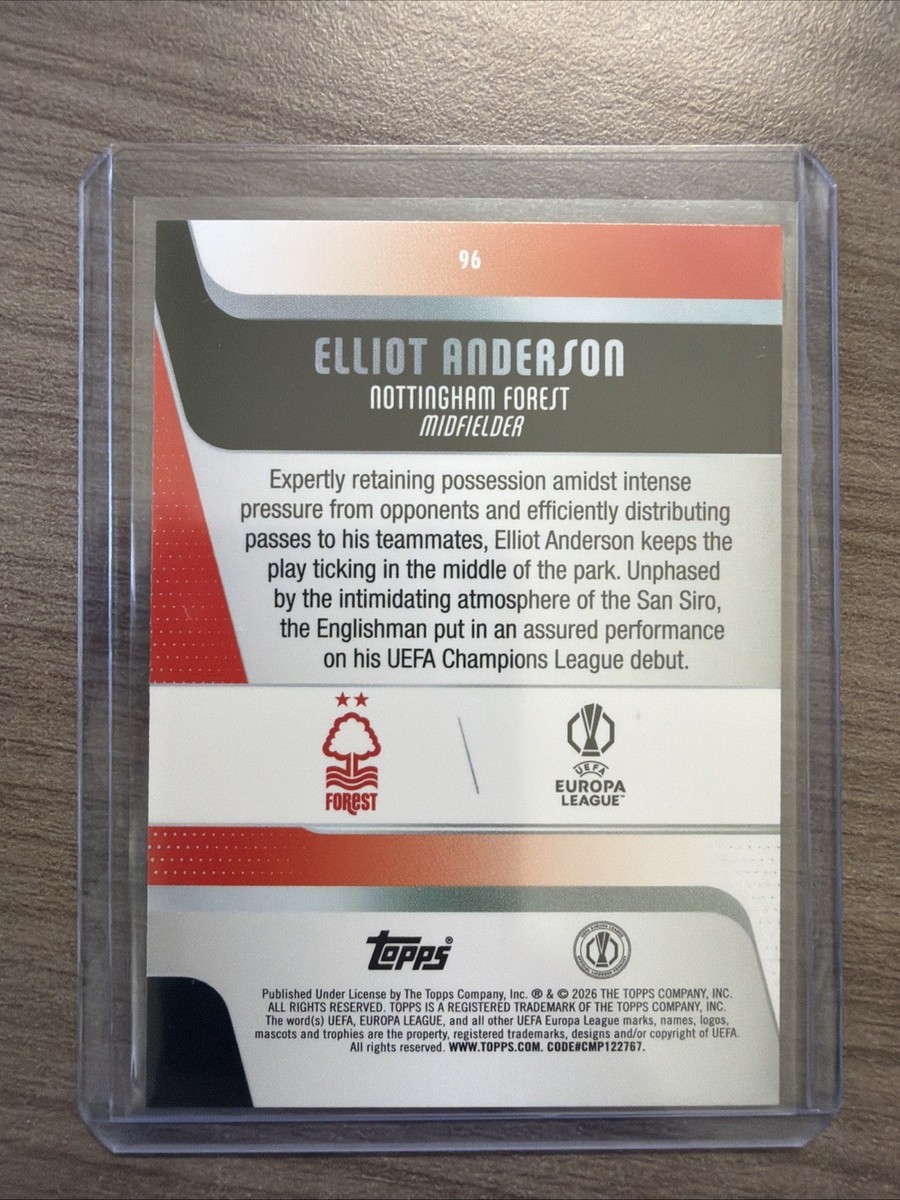 2025-26 Topps Uefa Club Competitions - Elliot Anderson #96 Pink