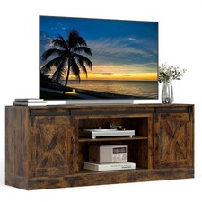 COSTWAY Entertainment Center Farmhouse TV Stand for 70” TVs-Brown