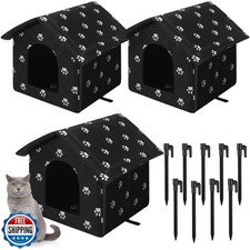 Soaoo 3 Pcs Cat Houses for Outdoor Stray Cats Shelter Weatherproof Outside Ho
