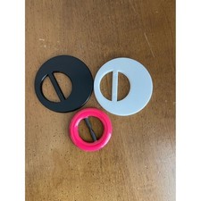 Set of 3 Retro Round Plastic Buckles in Black, White  Hot Pink