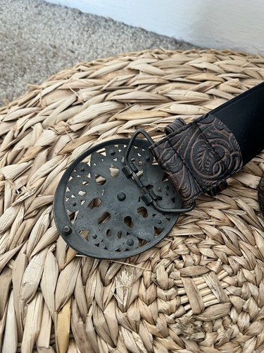 Western Leather Belts 36 Inches Women Turquoise Oval Buckle Embossed Cowgirl - Bild 4 von 5