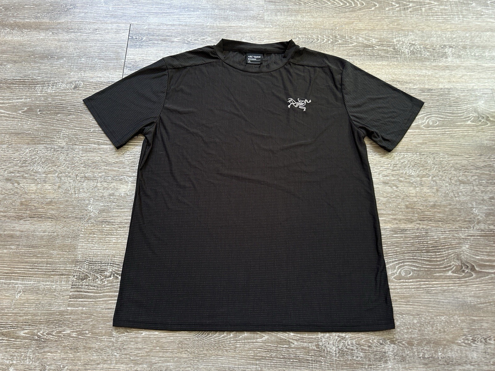 T shirt Arc'teryx nera performance maglia allenamento strato base grande uomo traspirante