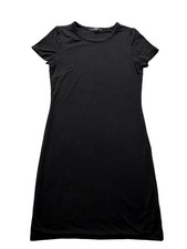 Quince T Shirt Dress Womens M Black Solid Jersey Short Sleeve Stretch Casual