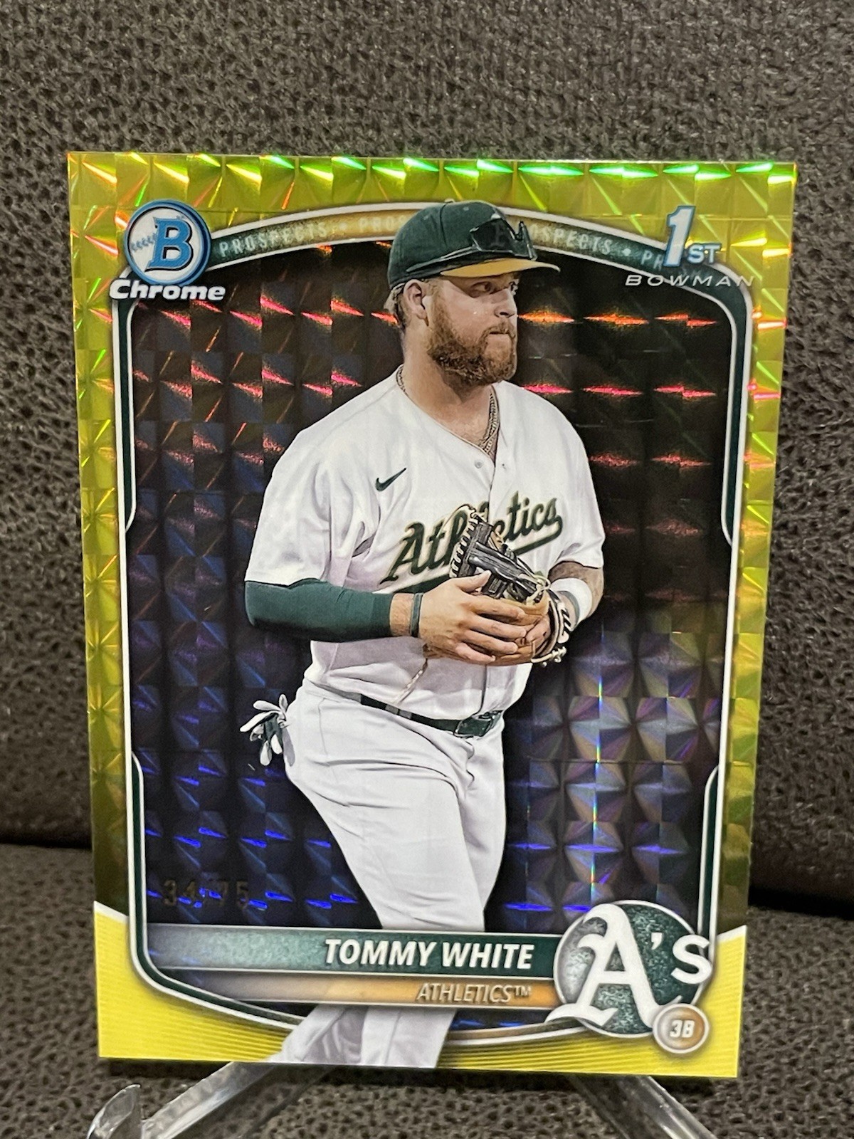 🔥Tommy White 2025 Bowman Chrome 1st Geometric Refractor Yellow /75 A’s
