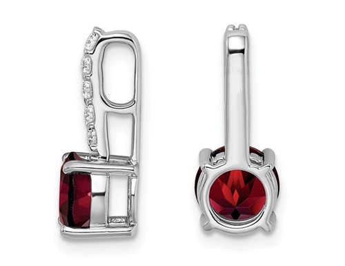 1.25 Carat (ctw) Garnet Pendant Necklace in 14K White Gold with Diamonds - Picture 3 of 4