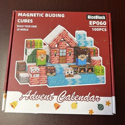 100 PCS Magnetic Building Cubes Advent Calendar 100PCS Block World Christmas Toy