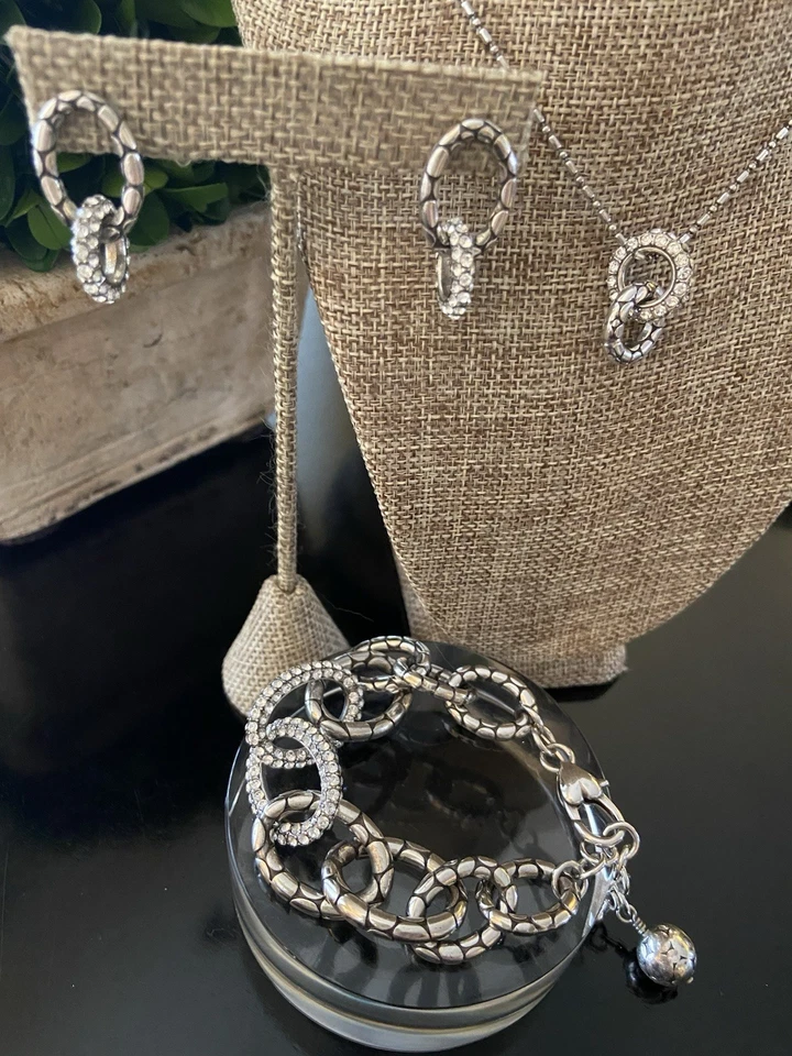 Brighton Pebble Pave Collection~Bracelet, Necklace & Earrings Set~Lovely - Image 3 of 4