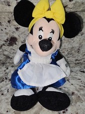 Minnie Mouse Plush Disney Store Alice in Wonderland Blue Dress Apron Bow 8  