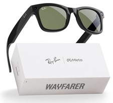 Ray-Ban Meta Wayfarer Smart Glasses, Black Frame, Green Lenses