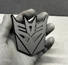 2x Decepticon Transformer Mask Car Fender Badge Emblem Matte Black / Black Decal
