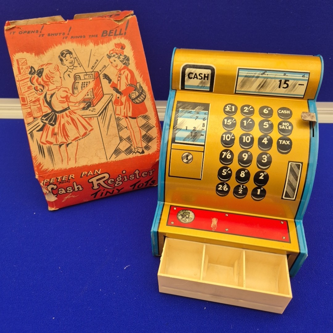 Peter Pan Tin Cash Register Tiny Tots 1950s Working With Original