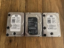 Lot of 3 2TB Mixed Brand Hard Drives SATA HDD *Tested & Formatted* AA