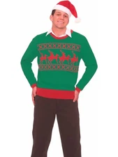 Funny Ugly Christmas Sweater Reindeer Games Medium 40"