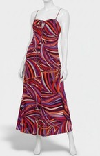 Adrianna Papell Women's Purple Lined Printed Midi Bandeau-Neck Dress Size 12