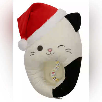 Squishmallow KellyToy Plush Slippers Cam the Cat Christmas santa hat woman 9-10