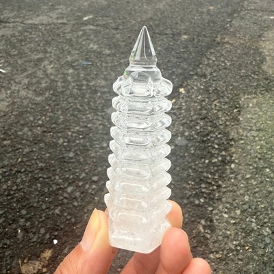 Natural White crystal Pagoda of Cultural Prosperity Reiki Heal