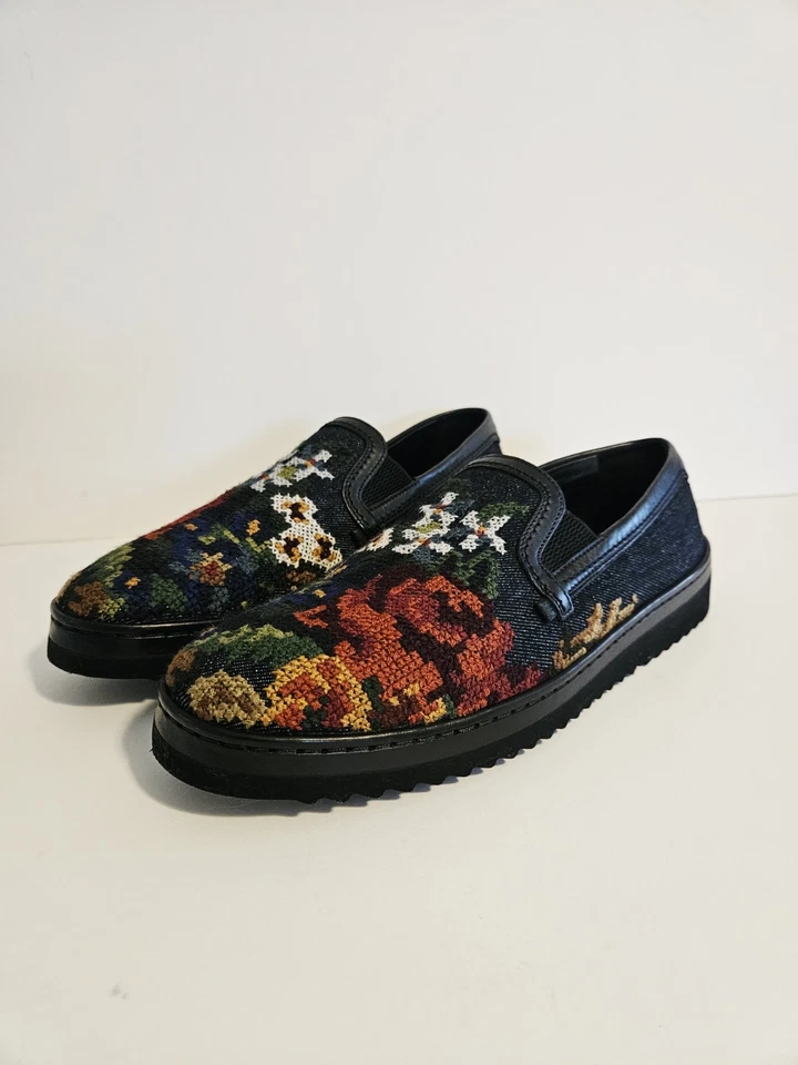 Tênis Dolce & Gabbana Wns floral azul marinho denim/couro tamanho 6 A50059  - Imagem 2 de 4