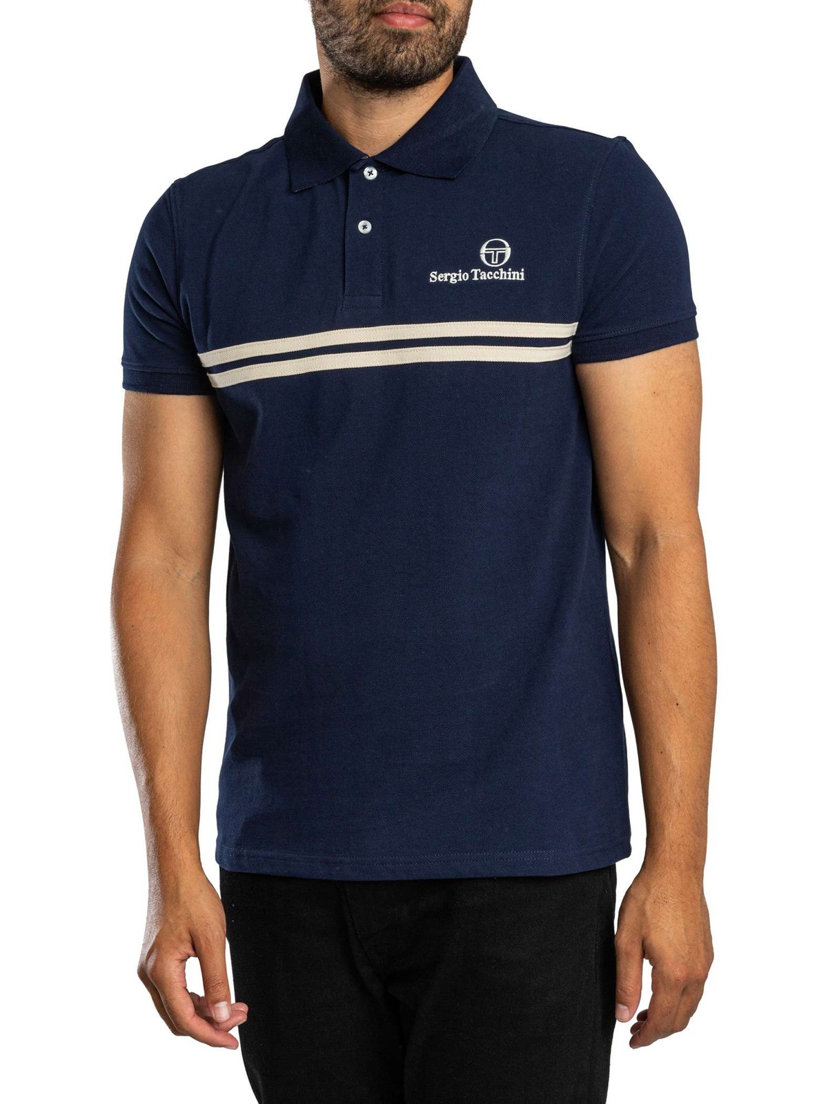 Sergio Tacchini New Supermac Polo Shirt, Maritime Blue/Peyote - L