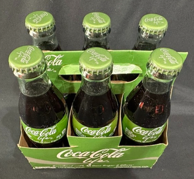 Coca-Cola Life 6-Pack 8oz Sealed Glass Bottles Green Label