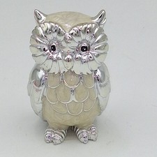 Eule 7 cm in Perlmutt Optik weiß silber - Dekofigur Eule von Formano  🦉