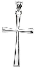 .925 Sterling Silver Simple Classic Flared Cross Pendant - Choice of 1.7 Inches