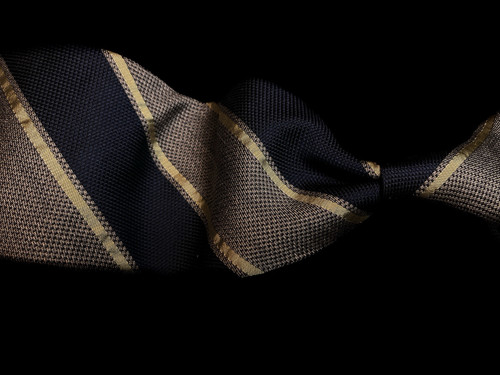 STEFANO ROSI Made in Italy - Men”s Navy Stripe Woven 100% Silk Neck Tie 3.9W 58L
