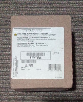 OEM Whirlpool WP3979346 Water Inlet Valve *NEW OLD STOCK* (JL25E-5)